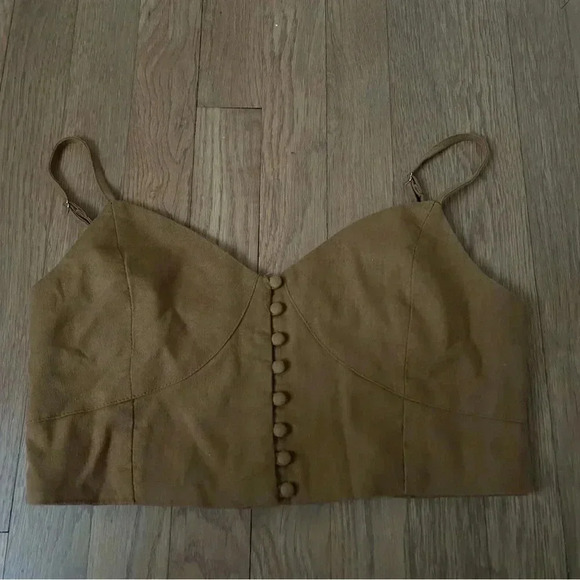 Shinestar Women’s Tan Brown Button Down Sleeveless Crop Top Size Large - Picture 1 of 5